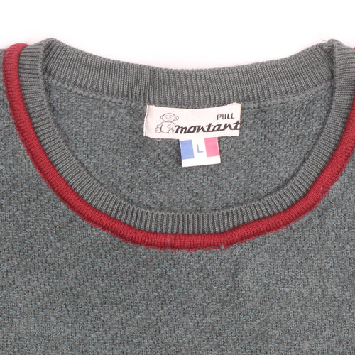 Emostar Men's Green Check Knit Pullover Jumper Size L