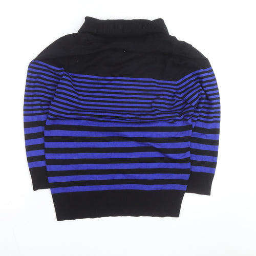 Spense Womens Blue Black Striped Roll Neck Jumper Size M