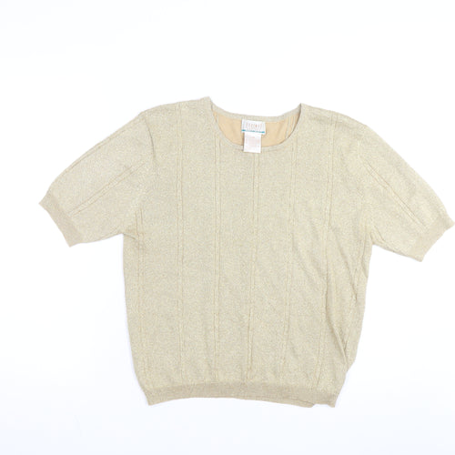 Braemar Petites Women’s Gold Short Sleeve Knit Top L