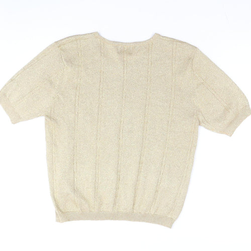 Braemar Petites Women’s Gold Short Sleeve Knit Top L