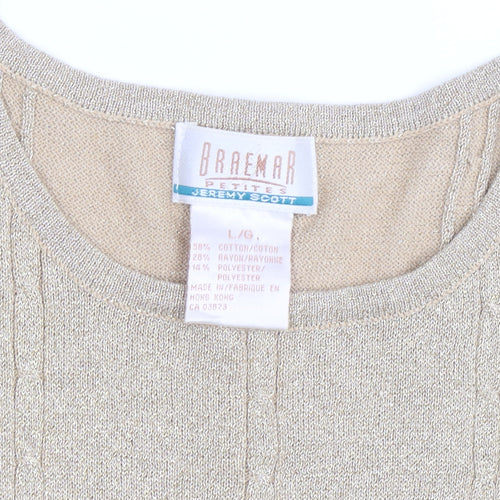 Braemar Petites Women’s Gold Short Sleeve Knit Top L