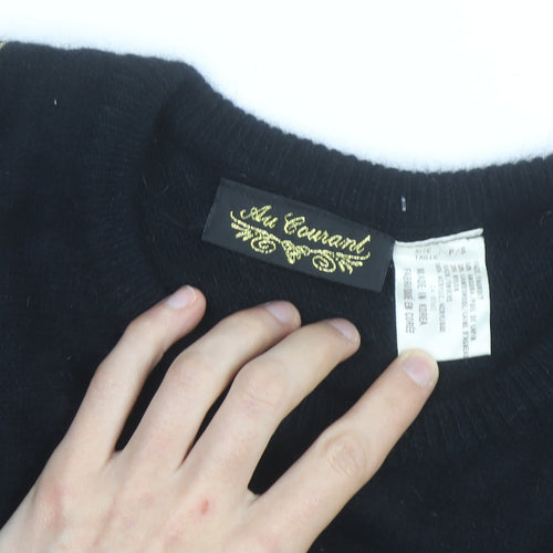 Au Courant Women's Black Beaded Wool Blend Vintage Jumper Size S