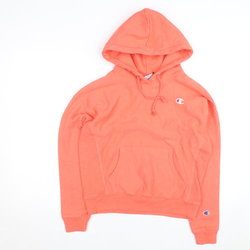 Champion Men's Orange Pullover Hoodie Medium Reverse Weave Fleece
