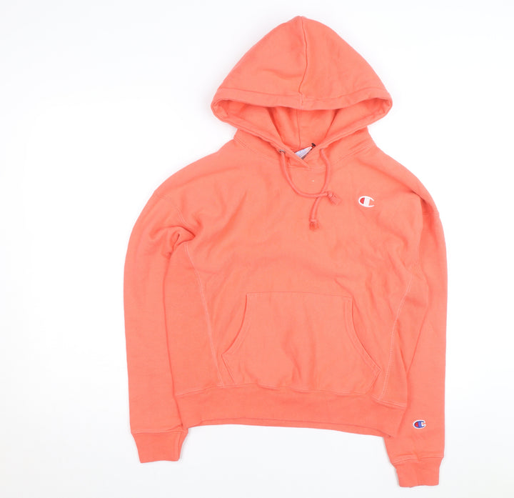 Champion Men's Orange Pullover Hoodie Medium Reverse Weave Fleece