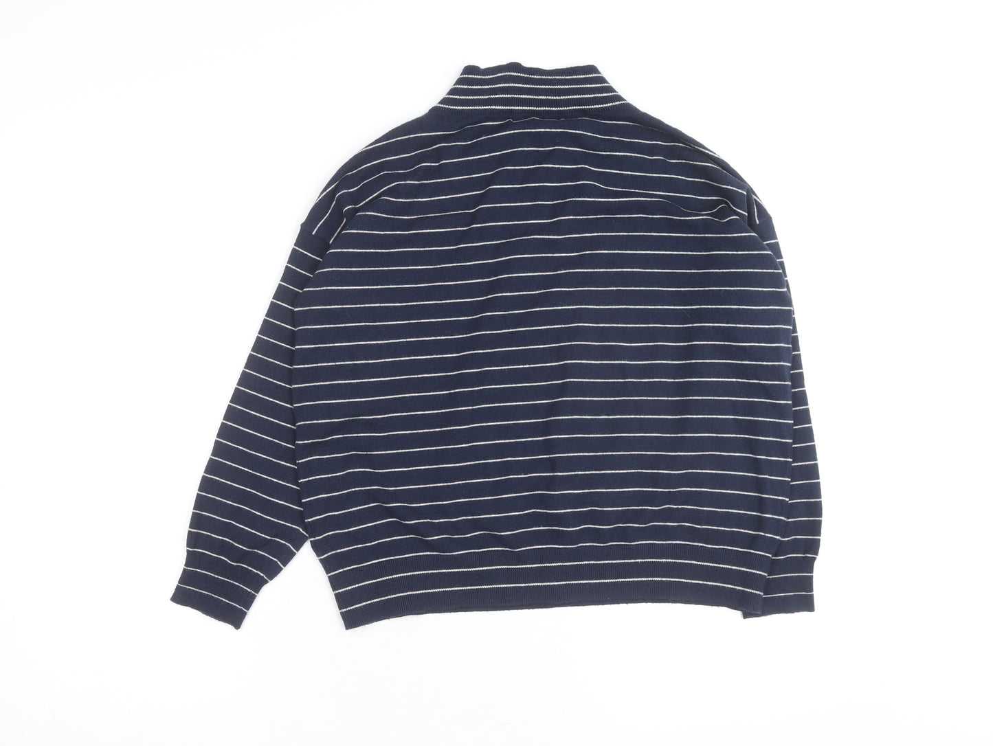 Marks and Spencer Men’s Blue Striped V-Neck Pullover Jumper M