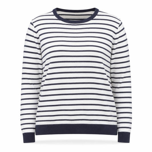 Front view of ASOS Women’s Multicoloured Striped Crew Neck jumper, size UK 14