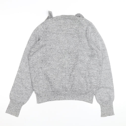 Topshop Women’s Grey Ruffle Knit Crew Neck Jumper Size 12