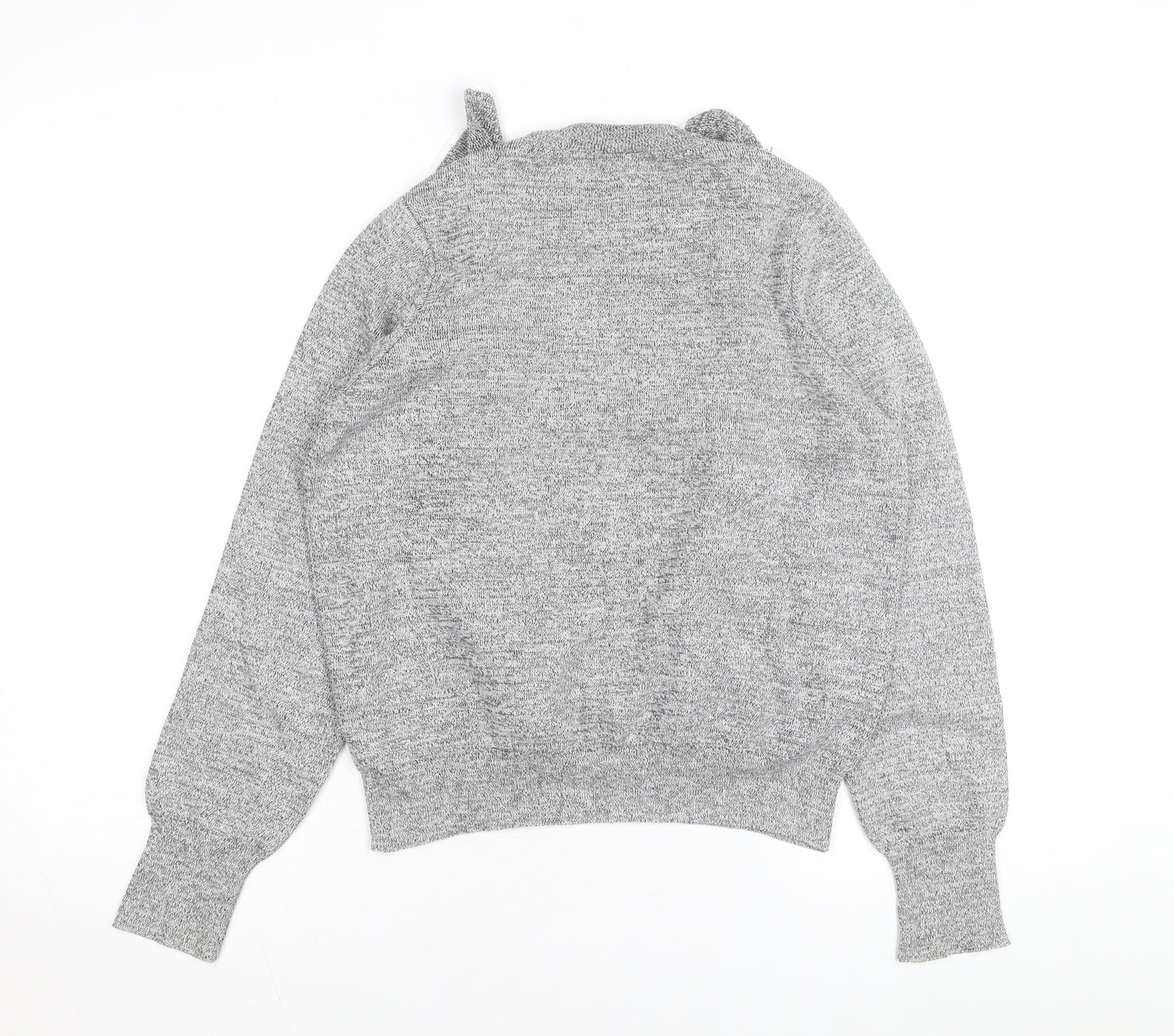 Topshop Women’s Grey Ruffle Knit Crew Neck Jumper Size 12