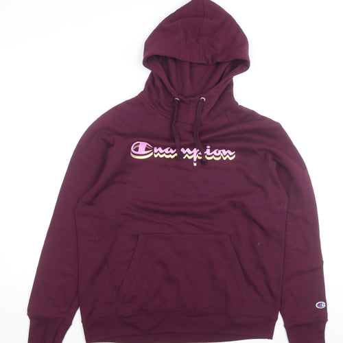 Champion Men's Burgundy Pullover Hoodie Large Cotton Blend