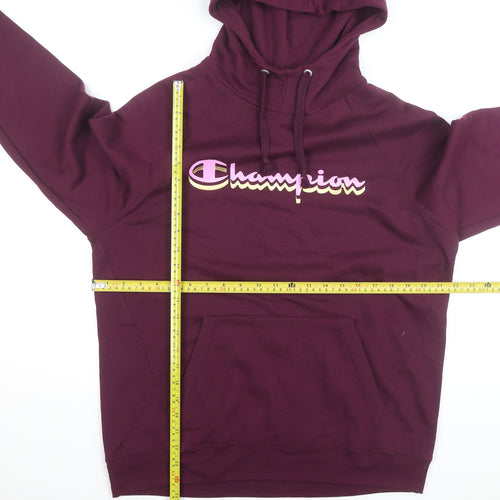 Champion Men's Burgundy Pullover Hoodie Large Cotton Blend