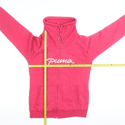 Puma Womens Pink Full Zip Hoodie Size 10 Cotton Fleece Warm Casual