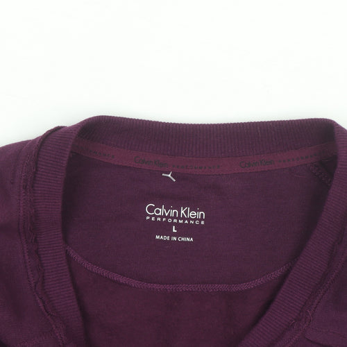 Calvin Klein Men's Purple Crew Neck Performance Sweatshirt L