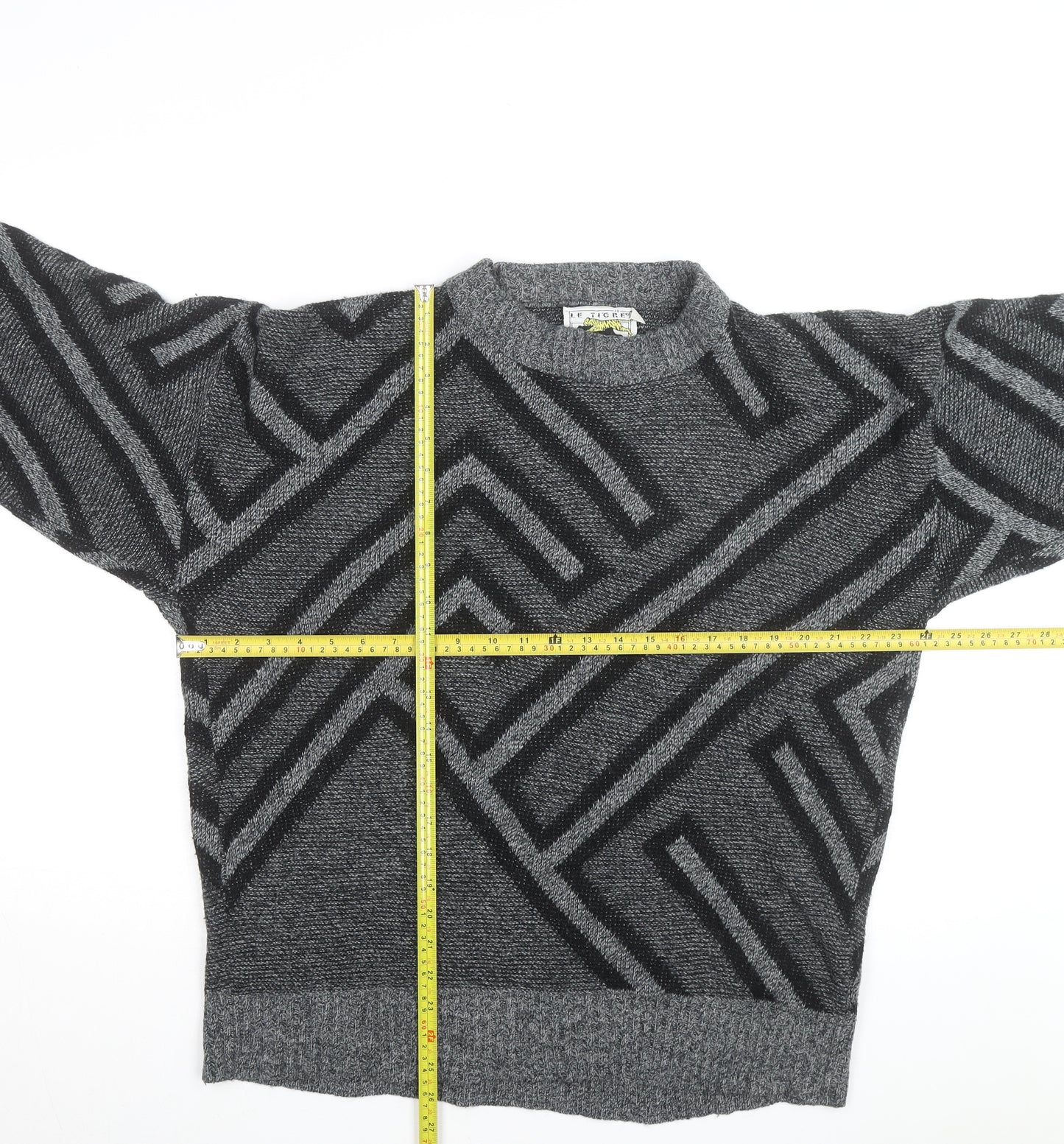 Le Tigre Men’s Grey Geometric 2XL Big Man Pullover Jumper