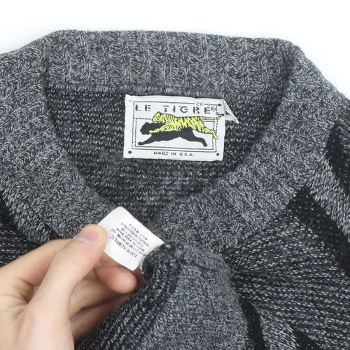 Le Tigre Men’s Grey Geometric 2XL Big Man Pullover Jumper