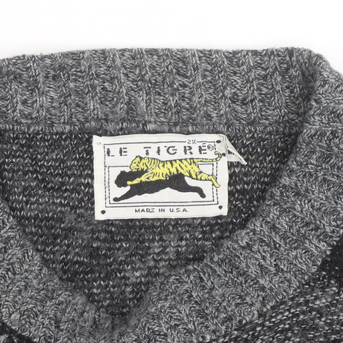 Le Tigre Men’s Grey Geometric 2XL Big Man Pullover Jumper