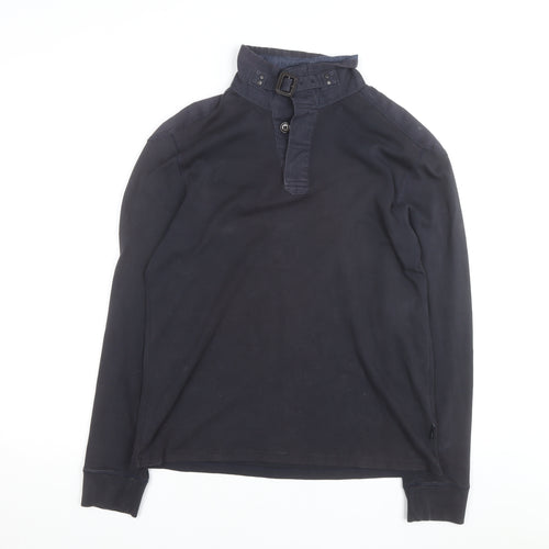 Ted Baker Men's Black Long Sleeve Buckle Collar Cotton Top M