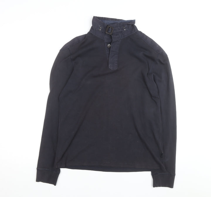 Ted Baker Men's Black Long Sleeve Buckle Collar Cotton Top M