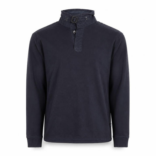 Front view of Ted Baker Men's Black Long Sleeve Buckle Collar Cotton Top M