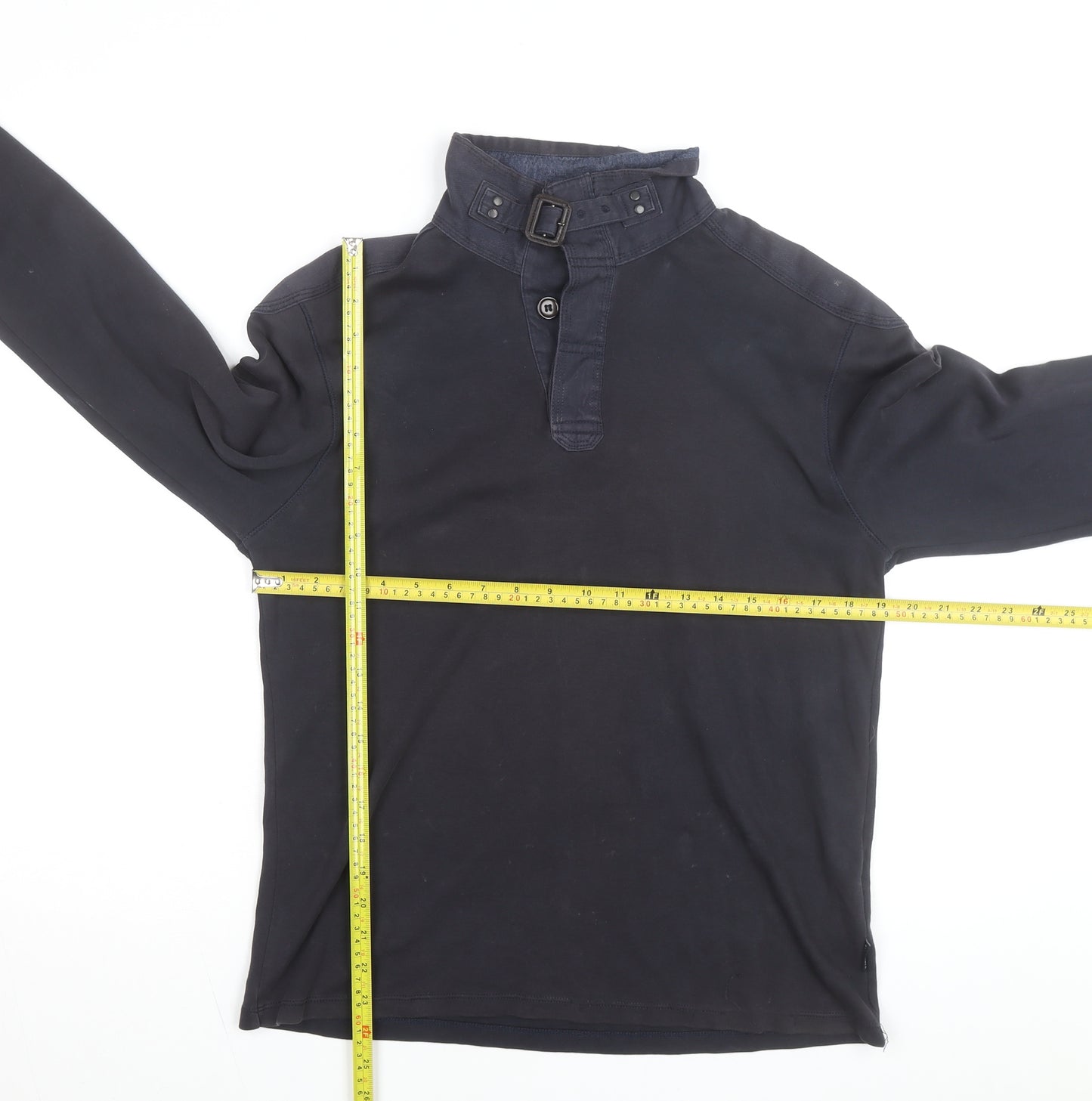 Ted Baker Men's Black Long Sleeve Buckle Collar Cotton Top M