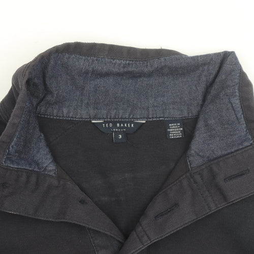 Ted Baker Men's Black Long Sleeve Buckle Collar Cotton Top M