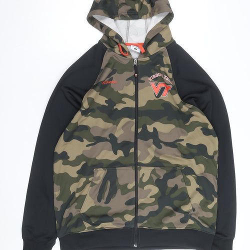 Columbia Men’s Green Camouflage Full Zip Hoodie Size L VT Logo