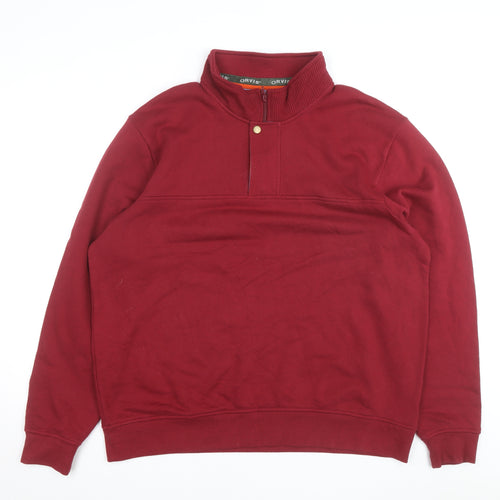 Orvis Men’s Red XL 1/4 Zip Mock Neck Cotton Fleece Sweatshirt