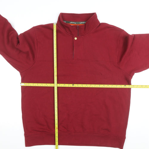 Orvis Men’s Red XL 1/4 Zip Mock Neck Cotton Fleece Sweatshirt