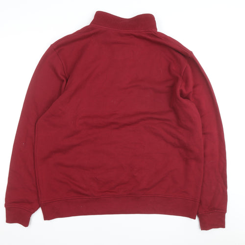 Orvis Men’s Red XL 1/4 Zip Mock Neck Cotton Fleece Sweatshirt