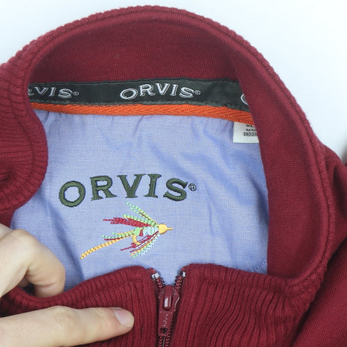 Orvis Men’s Red XL 1/4 Zip Mock Neck Cotton Fleece Sweatshirt