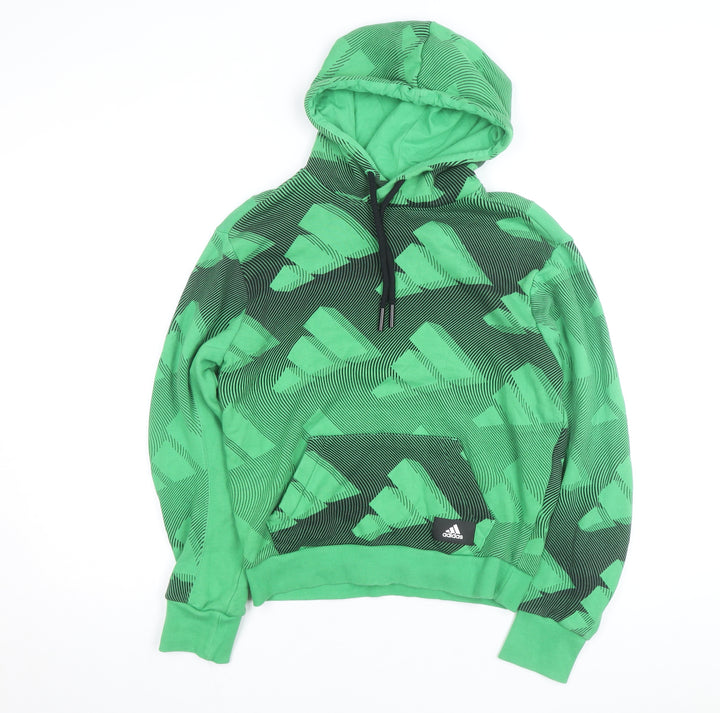 Adidas Men's Green Pullover Hoodie Size S Graphic Logo Sportswear