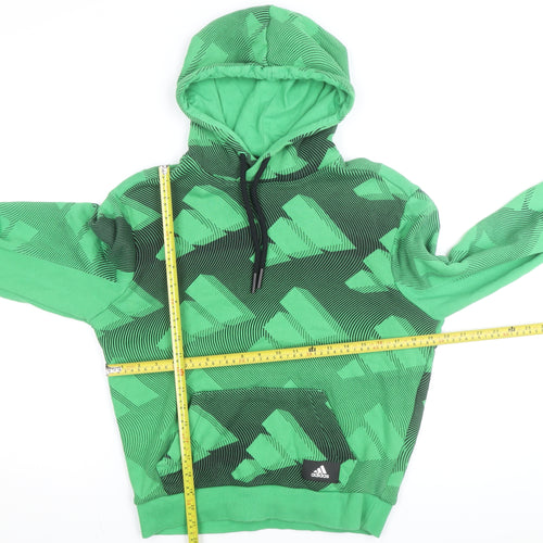 Adidas Men's Green Pullover Hoodie Size S Graphic Logo Sportswear