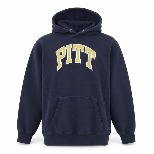 Front view of Steve & Barry's Men's Blue PITT Pullover Hoodie, size S, Regular Fit