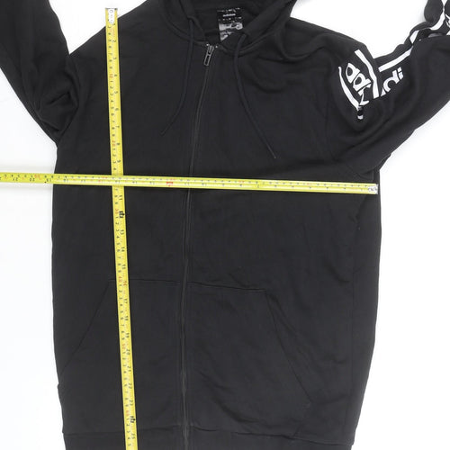 Adidas Mens Black Full Zip Hoodie Size M Logo Sleeve Sportswear