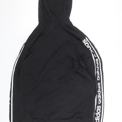 Adidas Mens Black Full Zip Hoodie Size M Logo Sleeve Sportswear