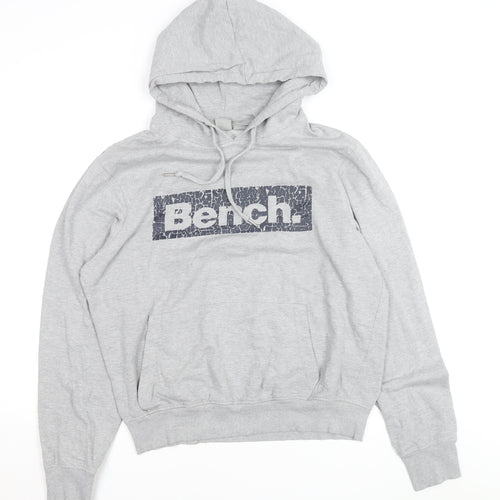 Bench Men's Grey Pullover Hoodie XL Regular Fit Logo Fleece Sweatshirt