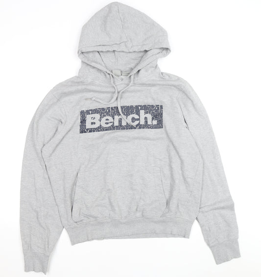 Bench Men's Grey Pullover Hoodie XL Regular Fit Logo Fleece Sweatshirt