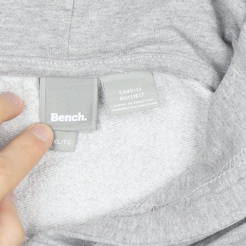 Bench Men's Grey Pullover Hoodie XL Regular Fit Logo Fleece Sweatshirt