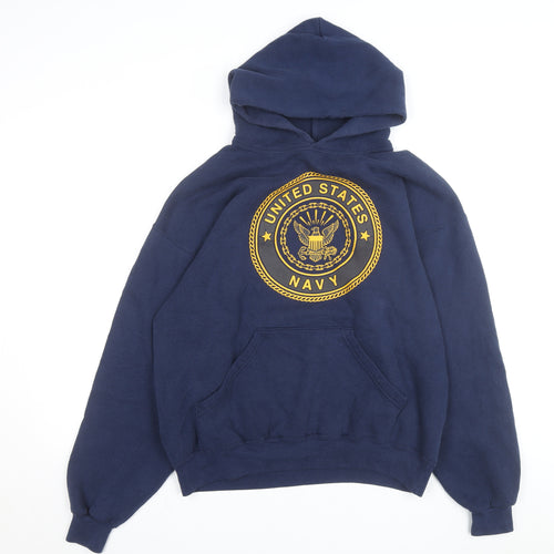 M.J. Soffe Men’s Blue USA Navy Pullover Hoodie Size L Fleece Sweatshirt