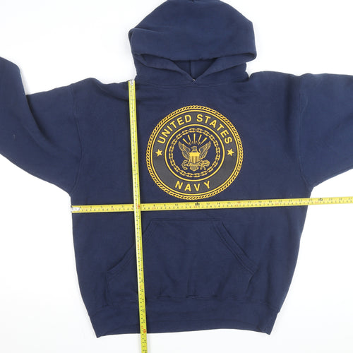 M.J. Soffe Men’s Blue USA Navy Pullover Hoodie Size L Fleece Sweatshirt