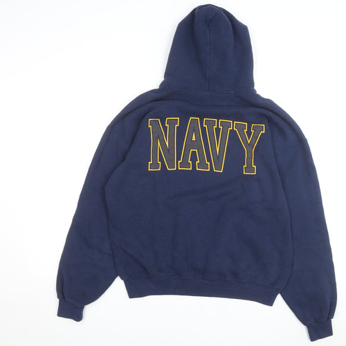 M.J. Soffe Men’s Blue USA Navy Pullover Hoodie Size L Fleece Sweatshirt