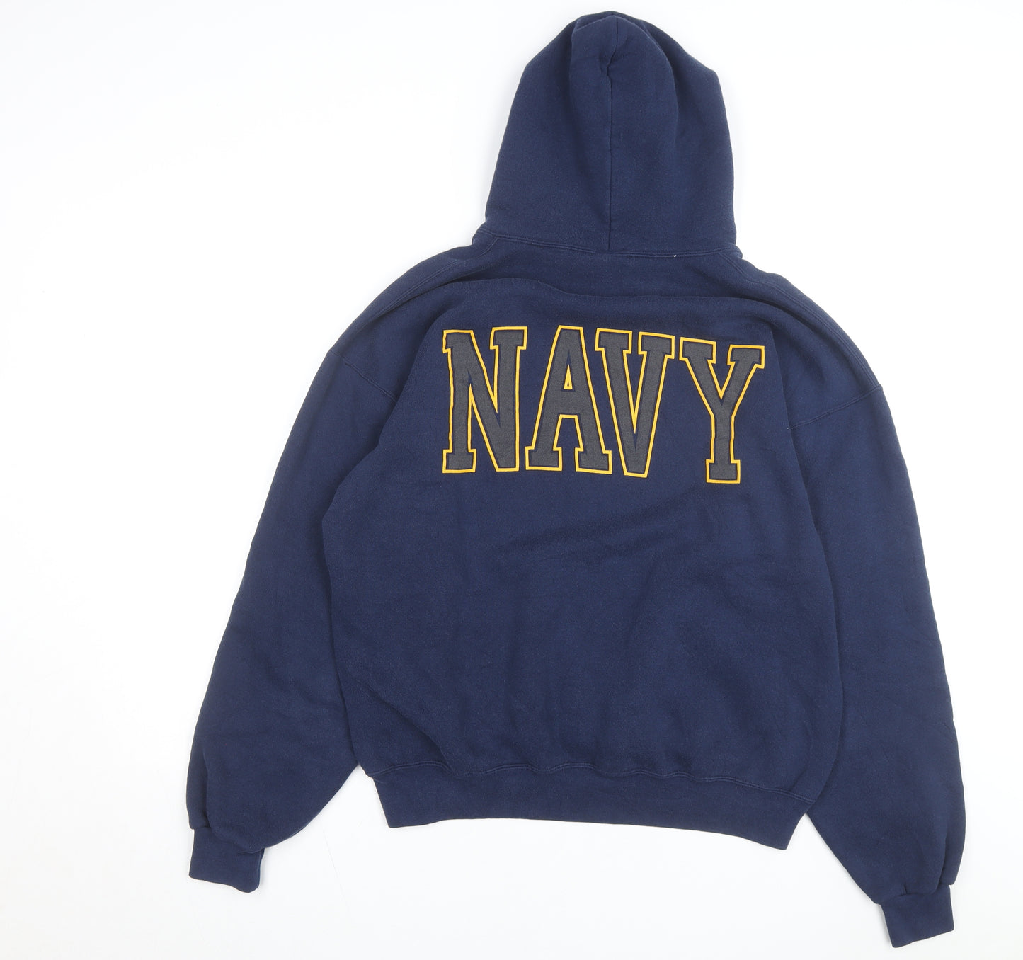 M.J. Soffe Men’s Blue USA Navy Pullover Hoodie Size L Fleece Sweatshirt