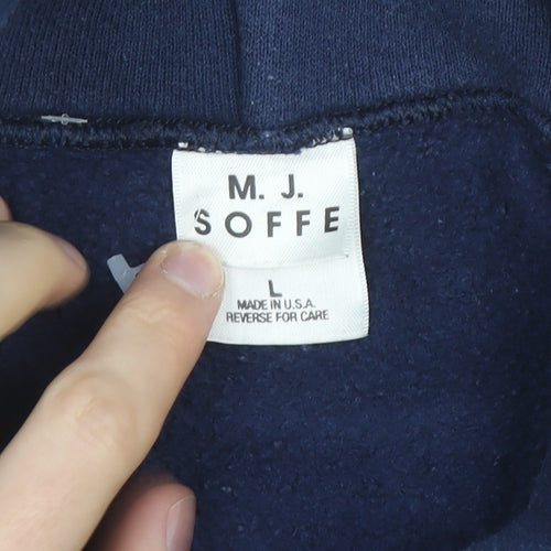 M.J. Soffe Men’s Blue USA Navy Pullover Hoodie Size L Fleece Sweatshirt
