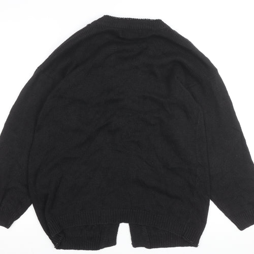 Victoria Harbour Women's Black Embroidered Cardigan M Cotton Ramie