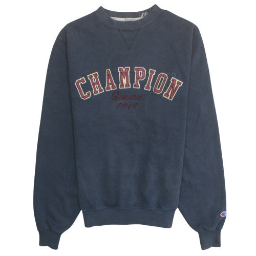 Champion Men’s Blue Pullover Sweatshirt L Embroidered Logo Crew Neck