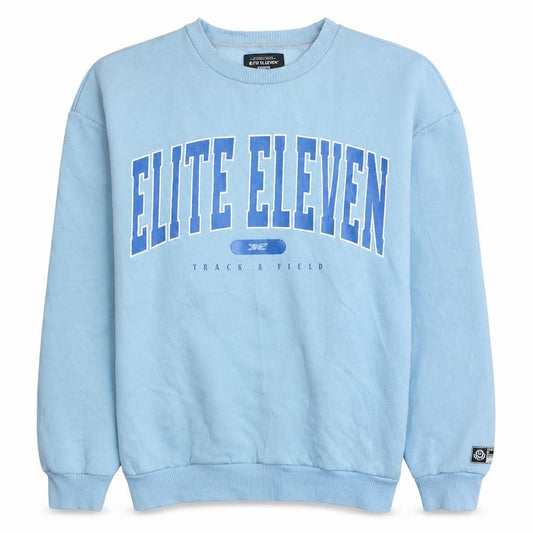 Front view of Elite Eleven Men's Blue Crew Neck Pullover Sweatshirt M