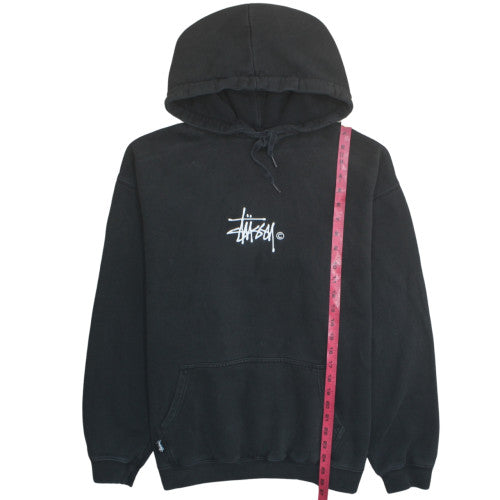 Stussy Men's Black Pullover Logo Hoodie Size M Fleece