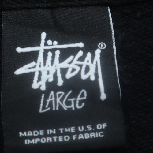 Stussy Men's Black Large Pullover Hoodie Yin Yang Logo Sweatshirt