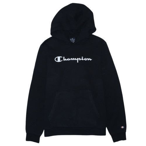 Champion Boys Black 2XL Pullover Hoodie with Logo Print