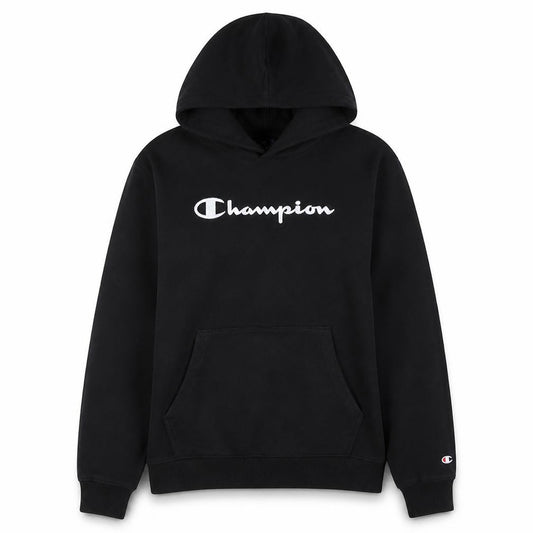 Champion Boys Black 2XL Pullover Hoodie with Logo Print