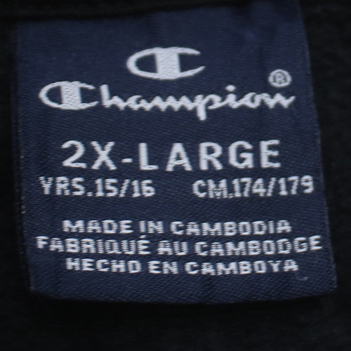 Champion Boys Black 2XL Pullover Hoodie with Logo Print